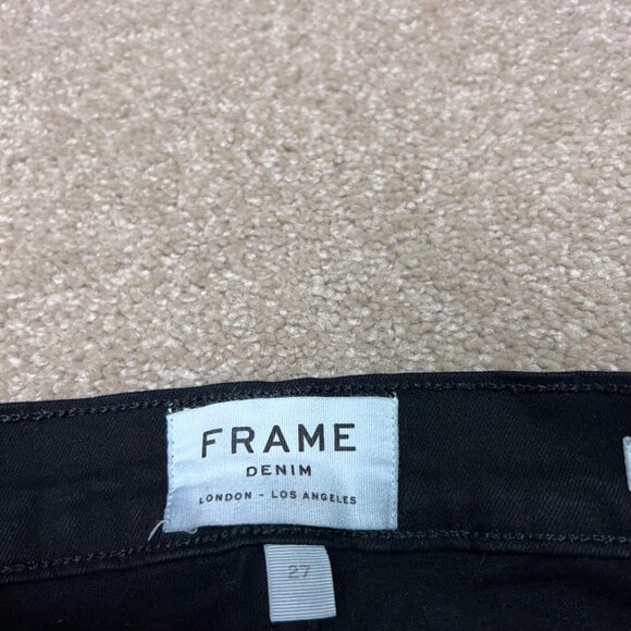 Frame Jegging Le Skinny De Jeanne Women's Black Distressed Size 27 Pockets - Picture 5 of 13